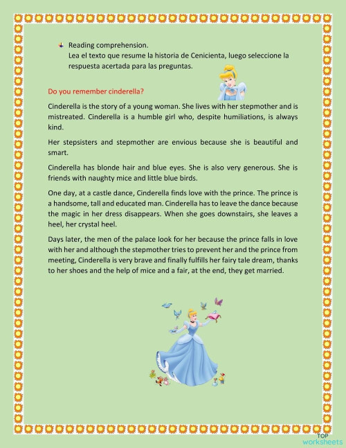CINDERELLA SUMMARY. Interactive worksheet TopWorksheets