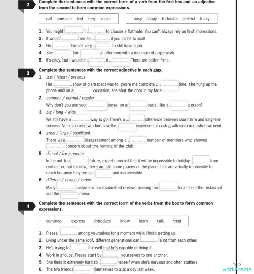 Booster Vocabulary. Interactive worksheet | TopWorksheets