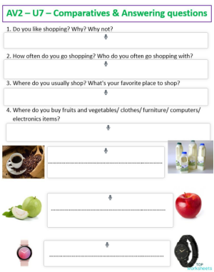 AV2 - U7 - Comparatives, questions. Bài tập tương tác | TopWorksheets