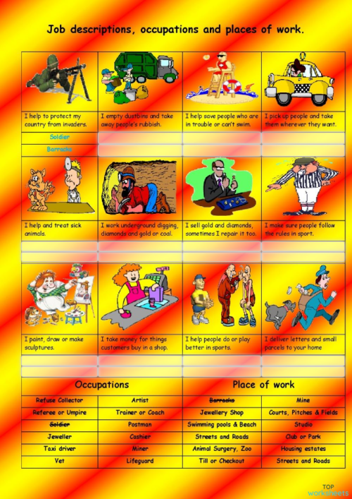 Job descriptions ใบงานเชิงโต้ตอบ | TopWorksheets