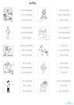 jobs. Interactive worksheet | TopWorksheets