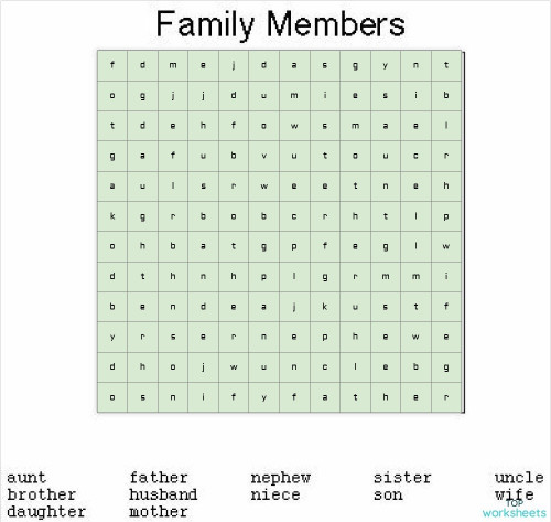 Family members. Interactive worksheet | TopWorksheets