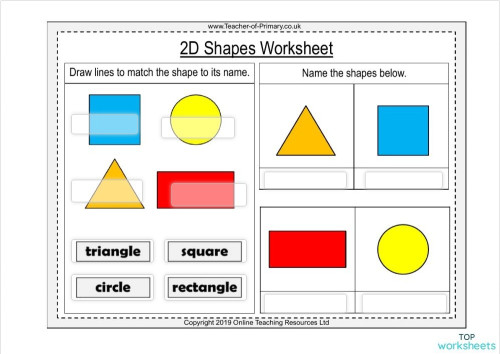 Identify 2D shapes. Interactive worksheet | TopWorksheets