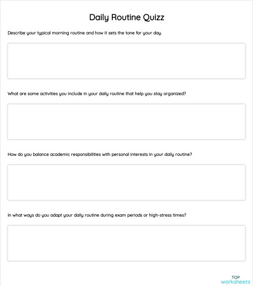 Daily Routine Quizz. Interactive worksheet | TopWorksheets