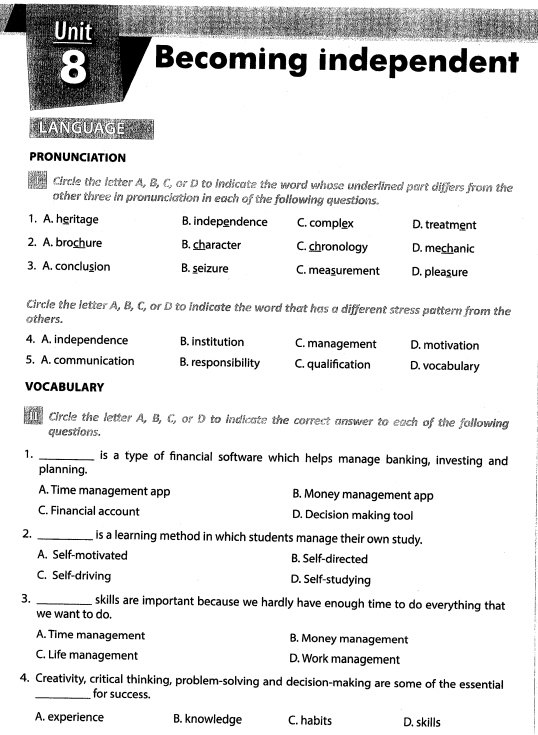 GRADE 11 - TEST UNIT 8. Interactive worksheet | TopWorksheets