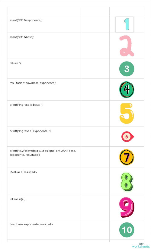 FUNCION POW: fichas interactivas y ejercicios online | TopWorksheets