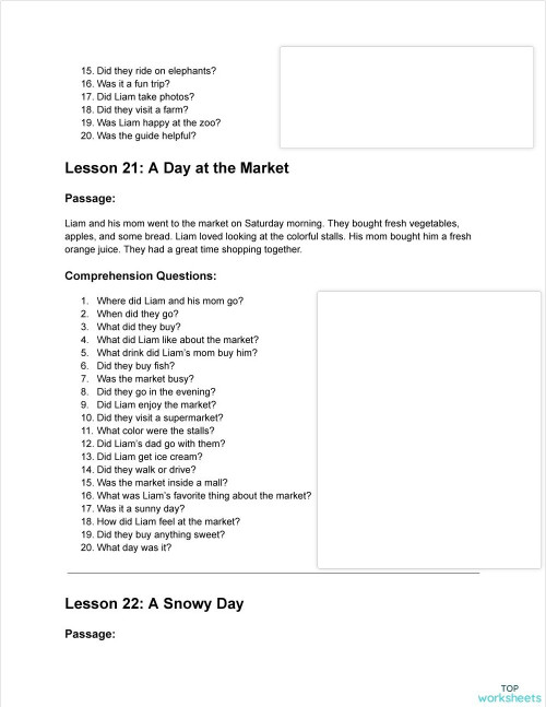 Reading Comprehension Interactive Worksheet Topworksheets