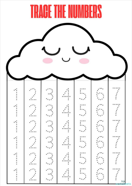 TRACE THE NUMBERS. Interactive worksheet | TopWorksheets