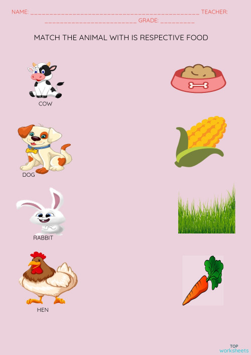 EAT OF ANIMALS. Interactive worksheet TopWorksheets