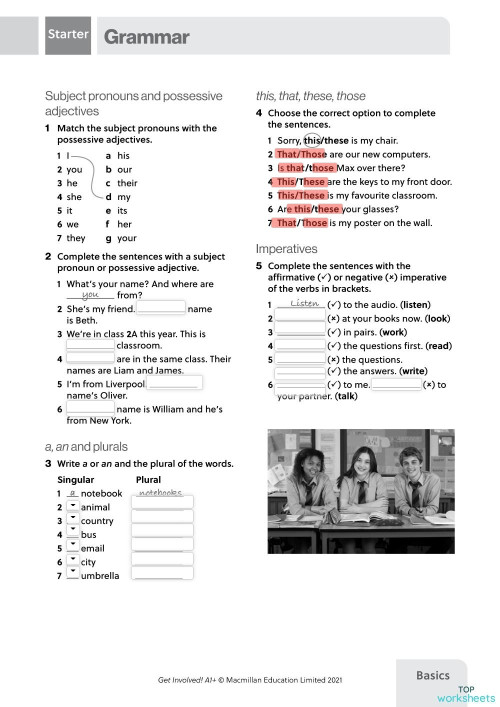 Cradol 1.1 Starter Unit Grammar revision. Interactive worksheet