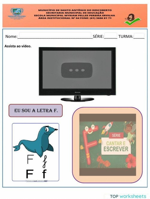 Letra F interactive exercise for Fundamental. Ficha interativa ...
