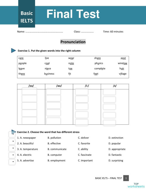BASIC - FINAL Test. Lembar kerja interaktif | TopWorksheets