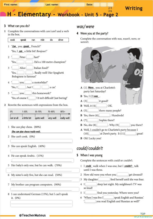 2 - Elementary - Workbook - Unit 5 - Page 2 - Writing. Interactive ...