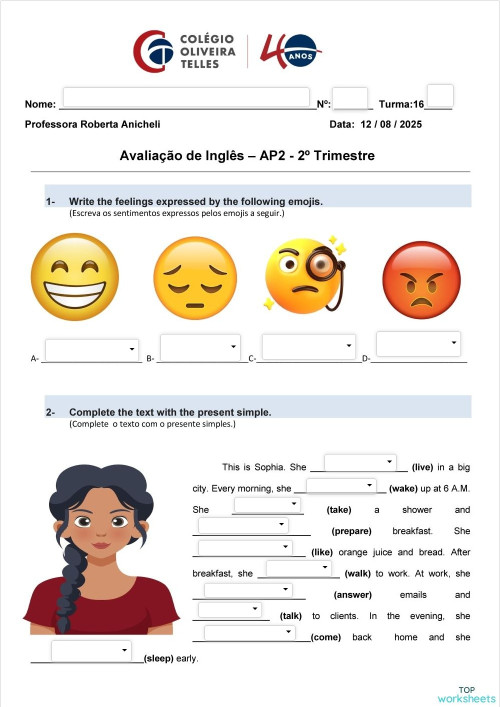 AP2 - 6º ano- 2º trimestre. Ficha interativa | TopWorksheets