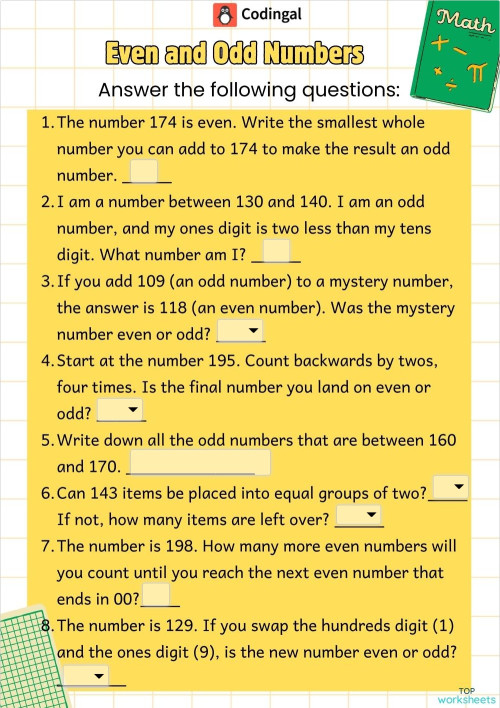 M_G02M01L06_WA03_Even and Odd Numbers. Interactive worksheet ...