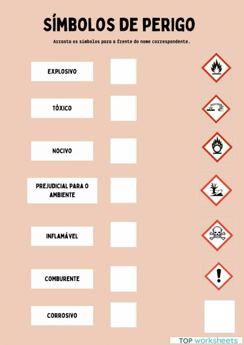 Pictogramas de perigo interactive. Ficha interativa | TopWorksheets