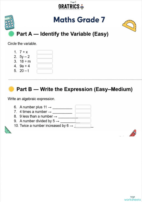 Grade 6 29 1. Interactive worksheet | TopWorksheets