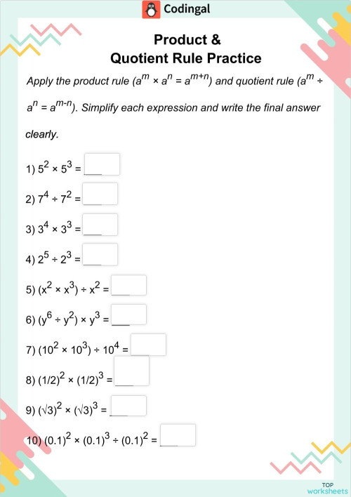 Powers: interactive worksheets and online exercises | TopWorksheets