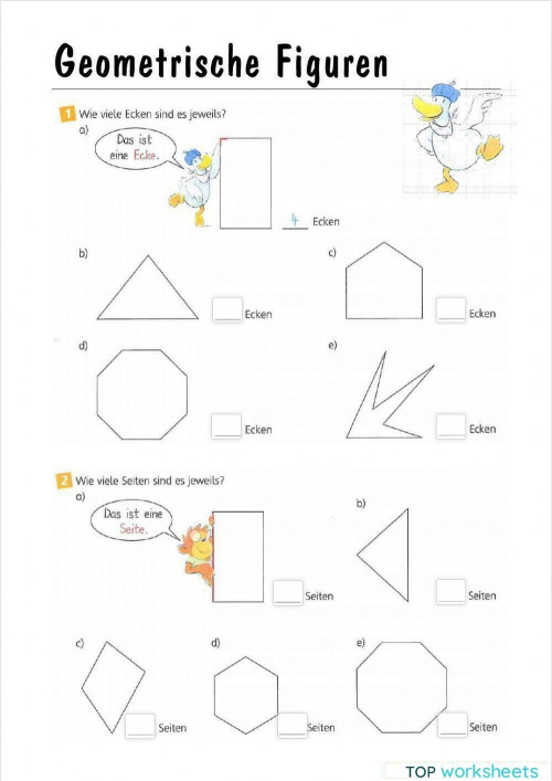 Geometrische Figuren. Interaktives Arbeitsblatt | TopWorksheets