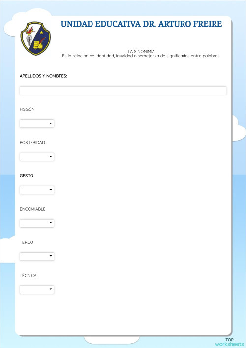 LA SINONIMIA. Ficha interactiva | TopWorksheets