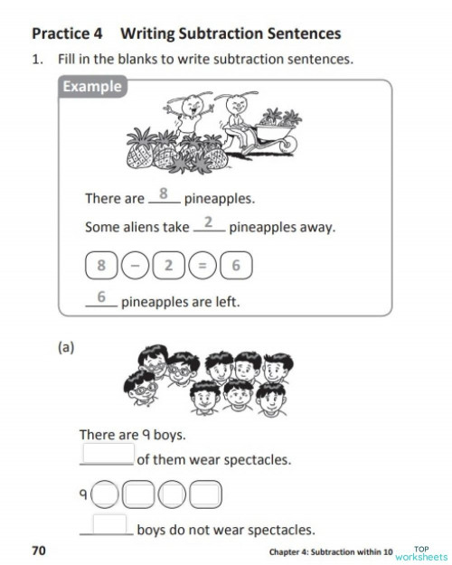 writing subtraction sentences interactive worksheet topworksheets