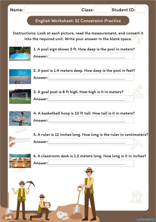 SI Conversion Worksheet ใบงานเชิงโต้ตอบ | TopWorksheets