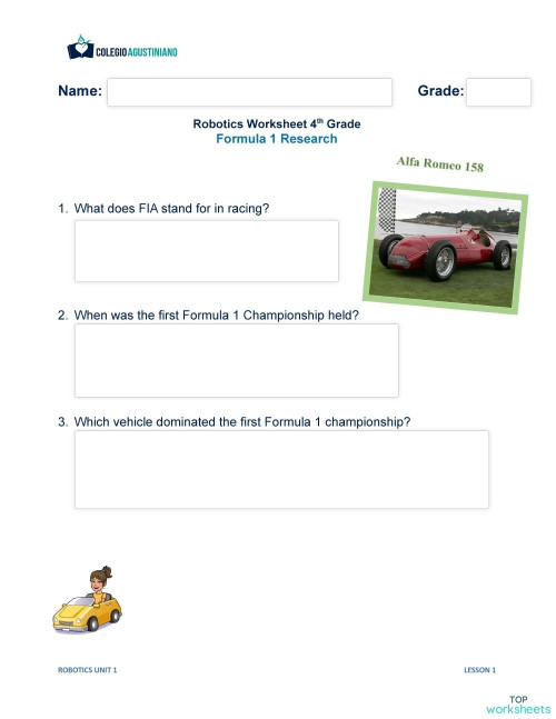Racecar Lesson 2_Robotics. Interactive worksheet TopWorksheets