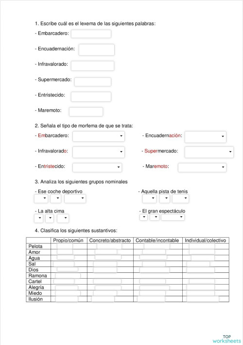 REPASO TEMAS 2 Y 3 21 ESO. Ficha interactiva | TopWorksheets