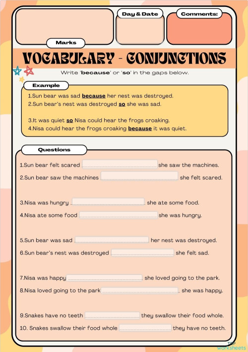 Conjunctions ***. Interactive worksheet | TopWorksheets