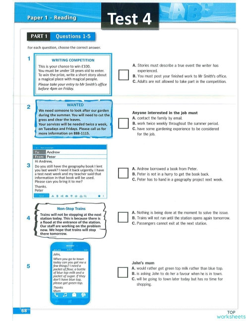 B1 - Simply - Test 4. Interactive worksheet | TopWorksheets