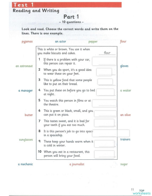 Flyers - AEP 3 - Test 1 - Reading and Writing. Interactive worksheet ...