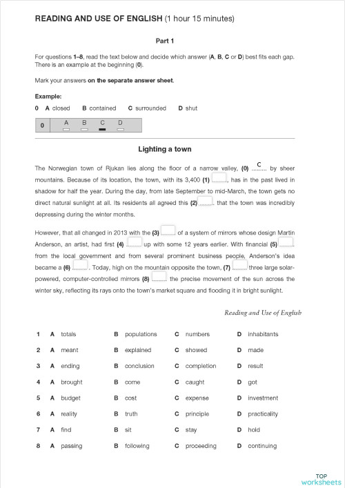 Use of English: interactive worksheets and online exercises | TopWorksheets