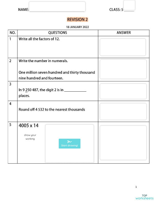 REVISION 2. Interactive worksheet | TopWorksheets