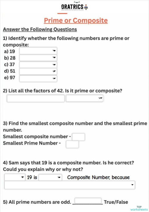 Prime and Composite EE Interactive worksheet TopWorksheets Prime and Composite EE Interactive worksheet TopWorksheets