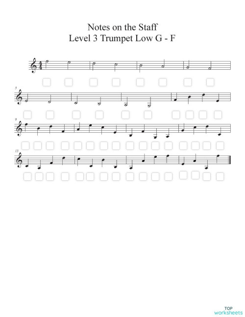 Trumpet & Clarinet Level 3. Interactive worksheet | TopWorksheets
