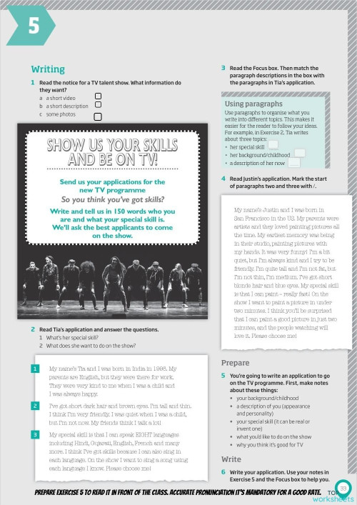 Practice your writing use of paragraphs interactive worksheet