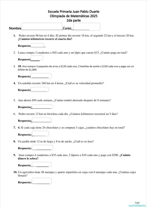 maraton 2da fase. Ficha interactiva | TopWorksheets