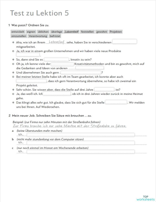 Deutsch: interaktive Arbeitsblätter und Online-Übungen | TopWorksheets