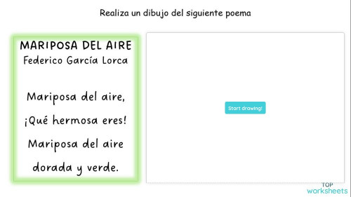 MARIPOSA DEL AIRE - POEMA. Ficha interactiva | TopWorksheets