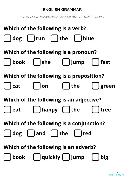 ENGLISH GRAMMAR. Interactive worksheet | TopWorksheets