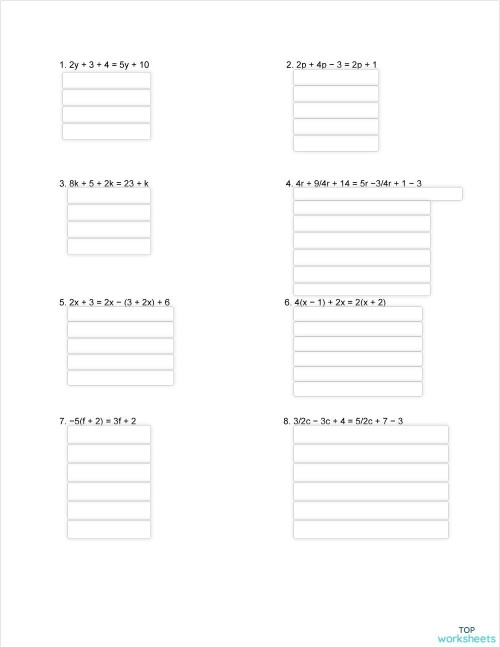 variables on both sides. Interactive worksheet | TopWorksheets