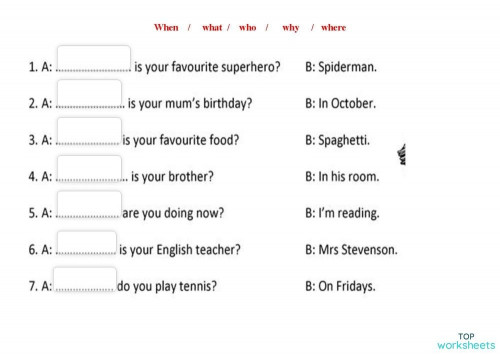 wh questions. Interactive worksheet | TopWorksheets