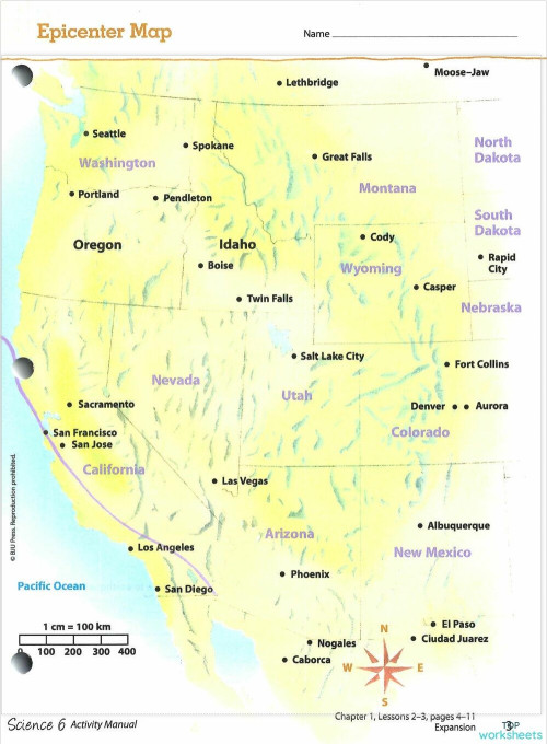 Epicenter Map pg. Interactive worksheet | TopWorksheets