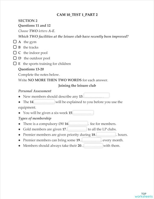 Cam 10_Test 1_Part 2_IELTS Listening practice. Interactive worksheet ...