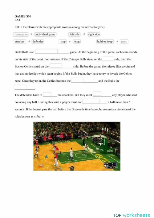 Team sports ex1. Interactive worksheet | TopWorksheets