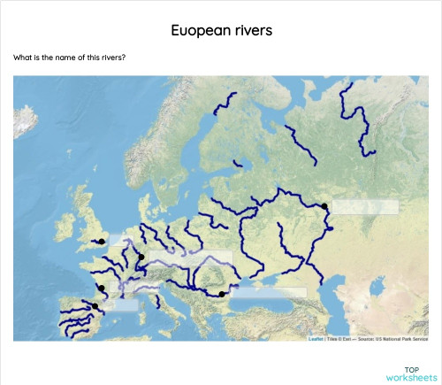 Euopean rivers. Interactive worksheet | TopWorksheets