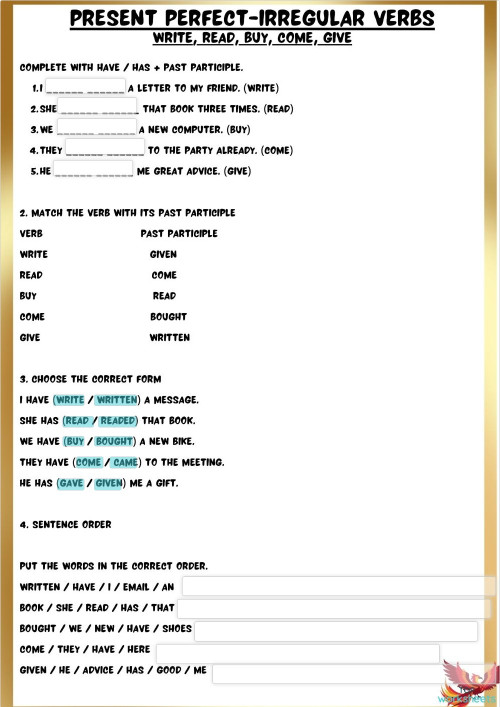 past participle: irregular verbs 3. Interactive worksheet | TopWorksheets