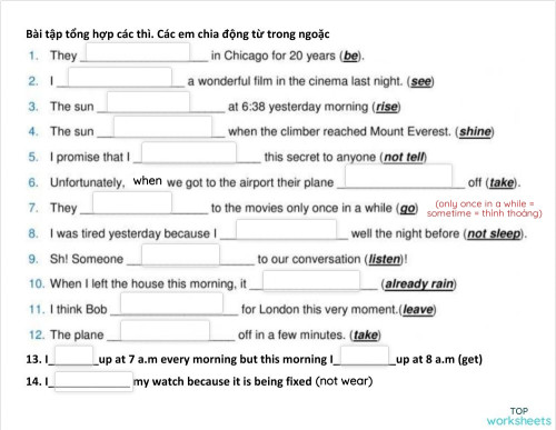 Englisch übungen Tenses Mix Mix tense 1. Interactive worksheet | TopWorksheets