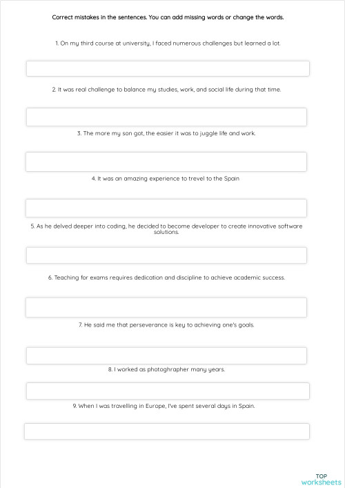 Grammar: interactive worksheets and online exercises | TopWorksheets