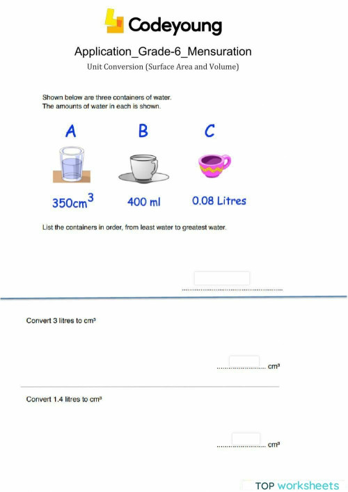 Unit Conversion (Surface Area and Volume) Application. Interactive ...